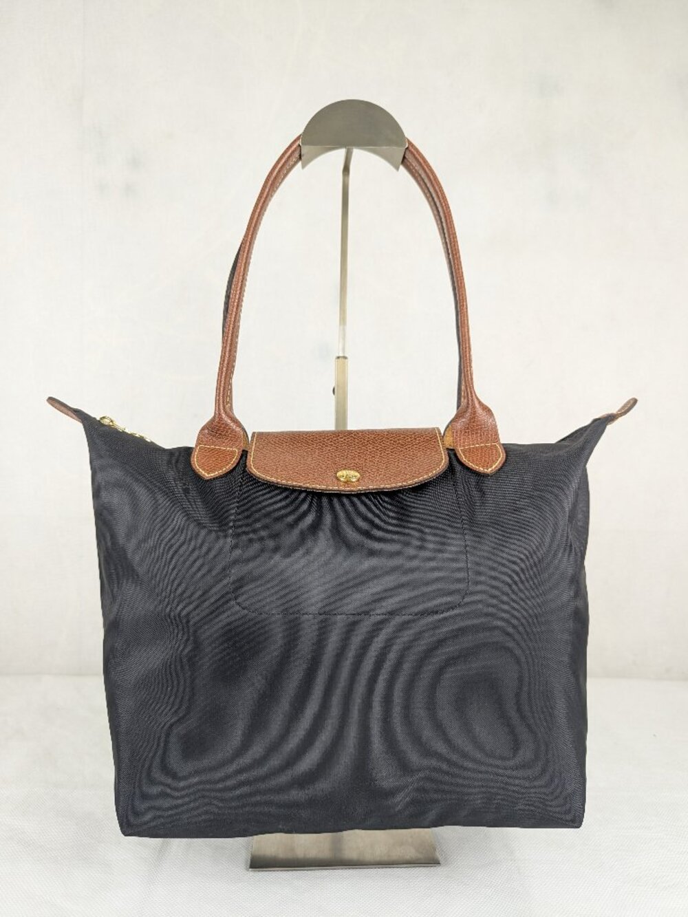 Longchamp Black Nylon Tote Handbag Used Le Pliage Lightweight Travel Bag